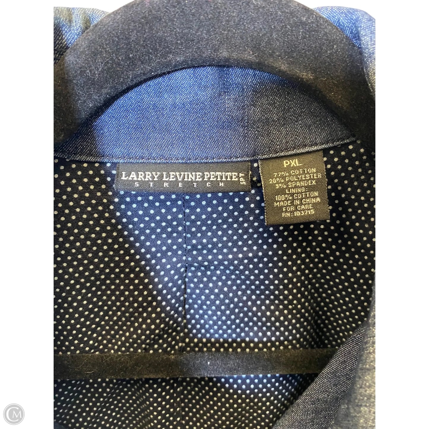 Jacket Denim By Larry Levine In Blue Denim, Size: Xl
