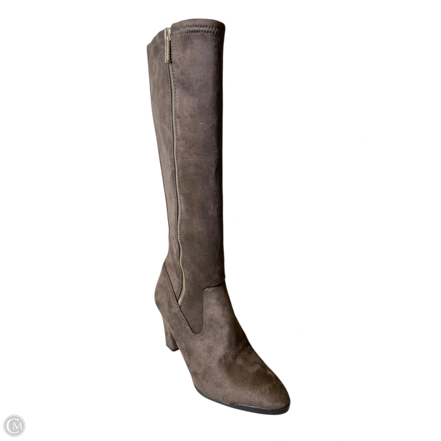 Boots Knee Heels By Clothes Mentor In Brown, Size: 7.5