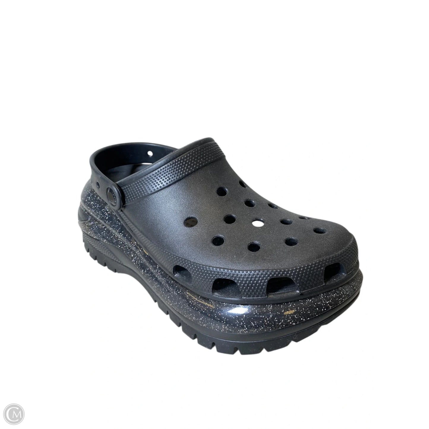 Sandals Heels Platform By Crocs In Black, Size: 11