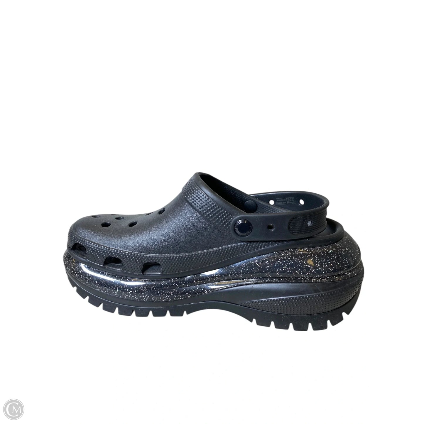 Sandals Heels Platform By Crocs In Black, Size: 11