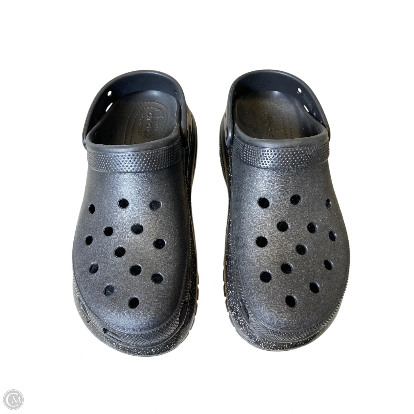 Sandals Heels Platform By Crocs In Black, Size: 11