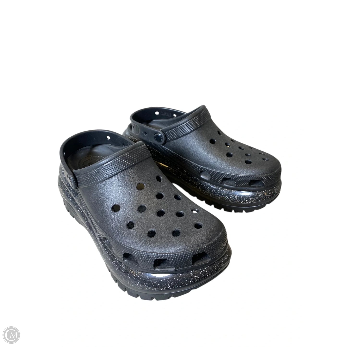 Sandals Heels Platform By Crocs In Black, Size: 11