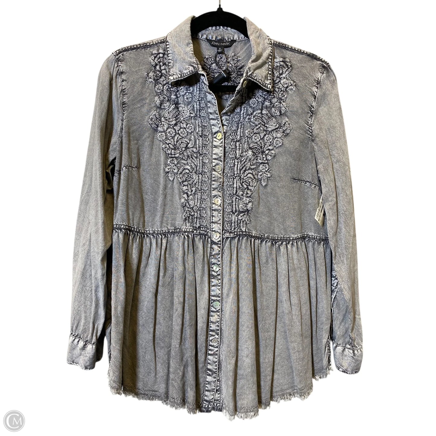 Top Long Sleeve By John Mark In Grey, Size: S