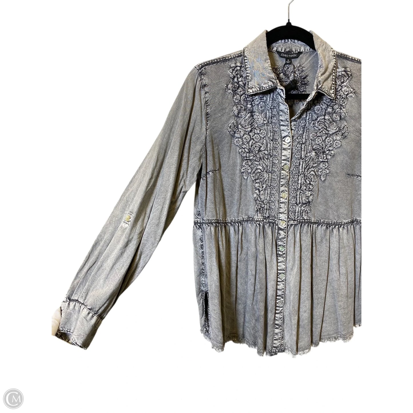 Top Long Sleeve By John Mark In Grey, Size: S