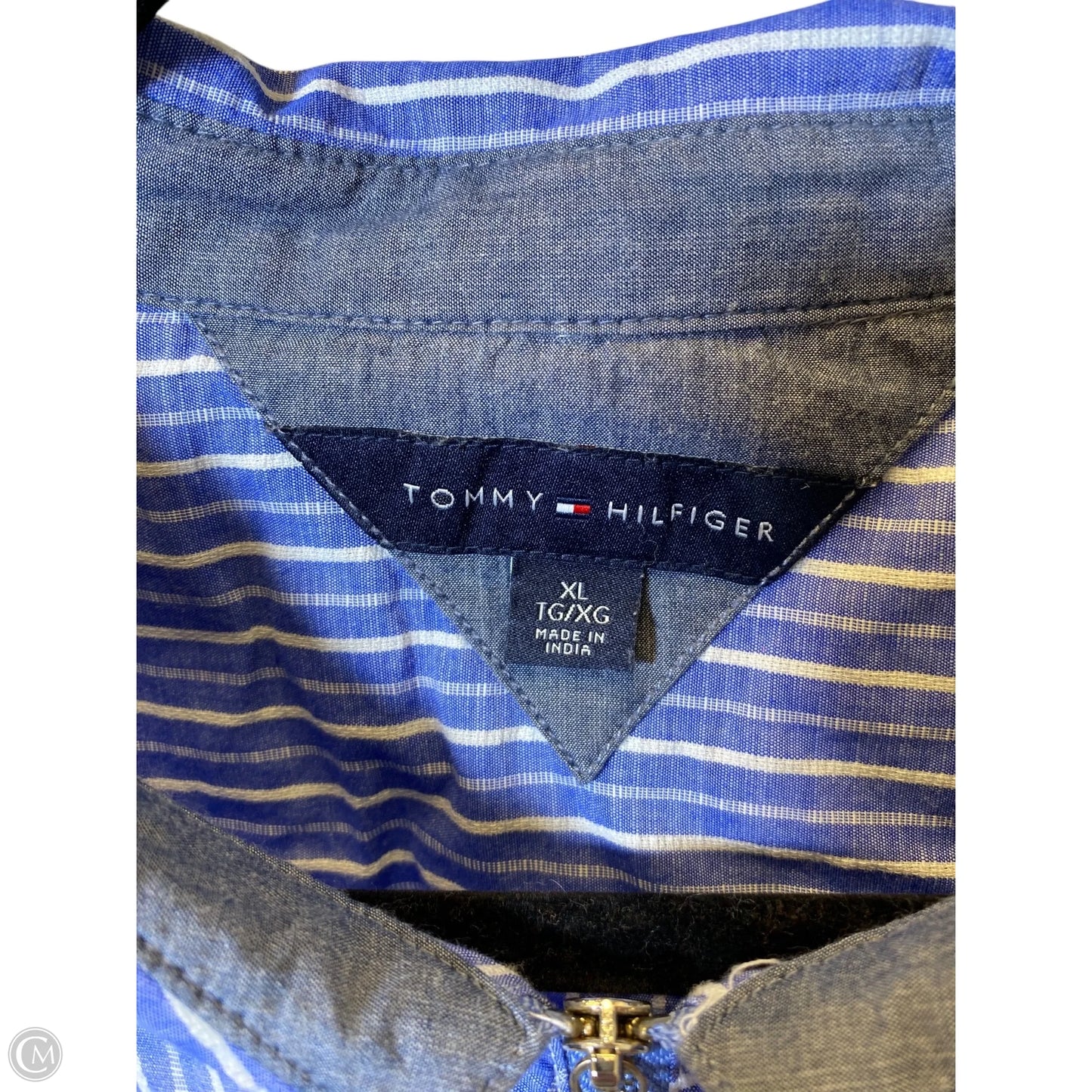 Blouse Long Sleeve By Tommy Hilfiger In Blue & White, Size: Xl