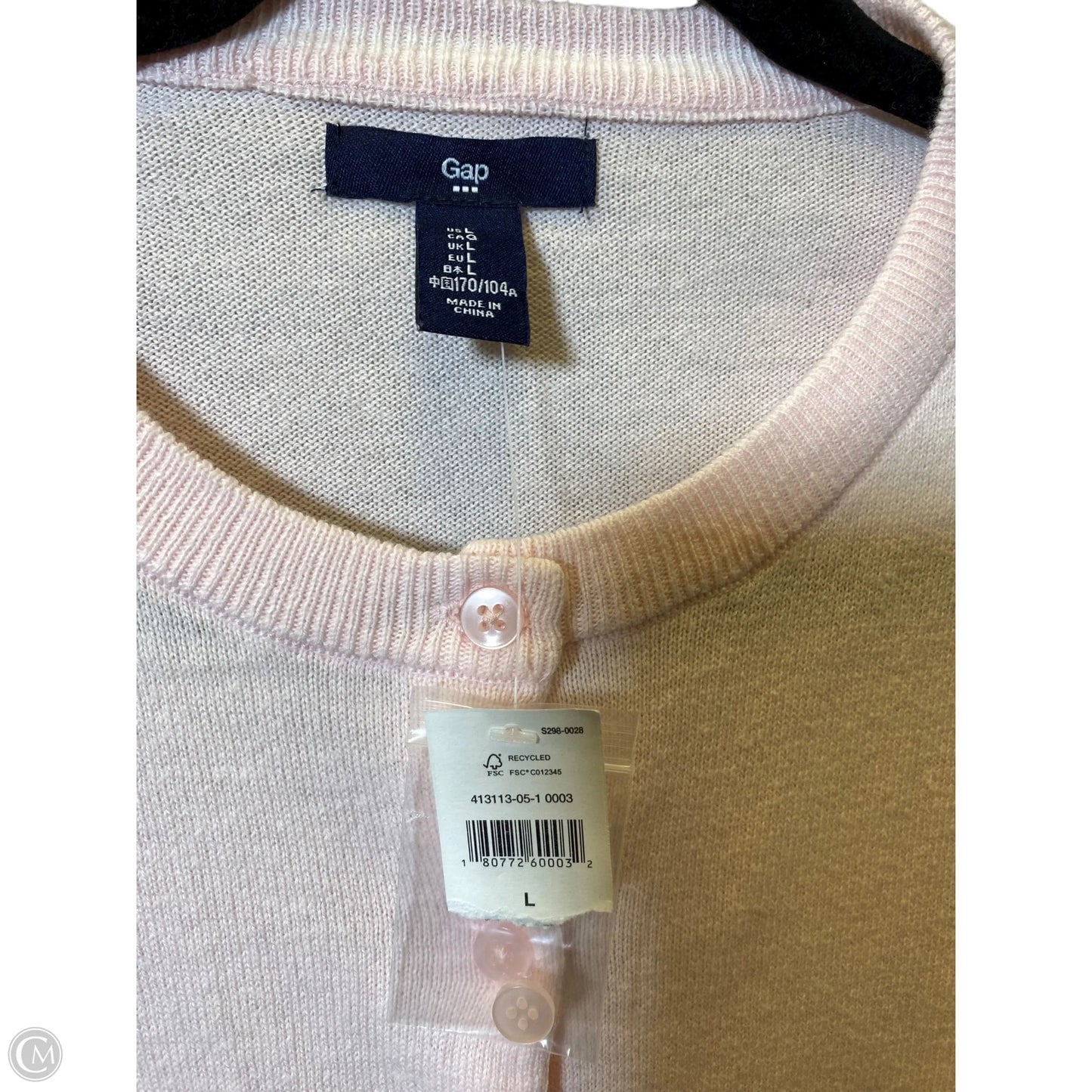 Sweater Cardigan By Gap In Pink, Size: L