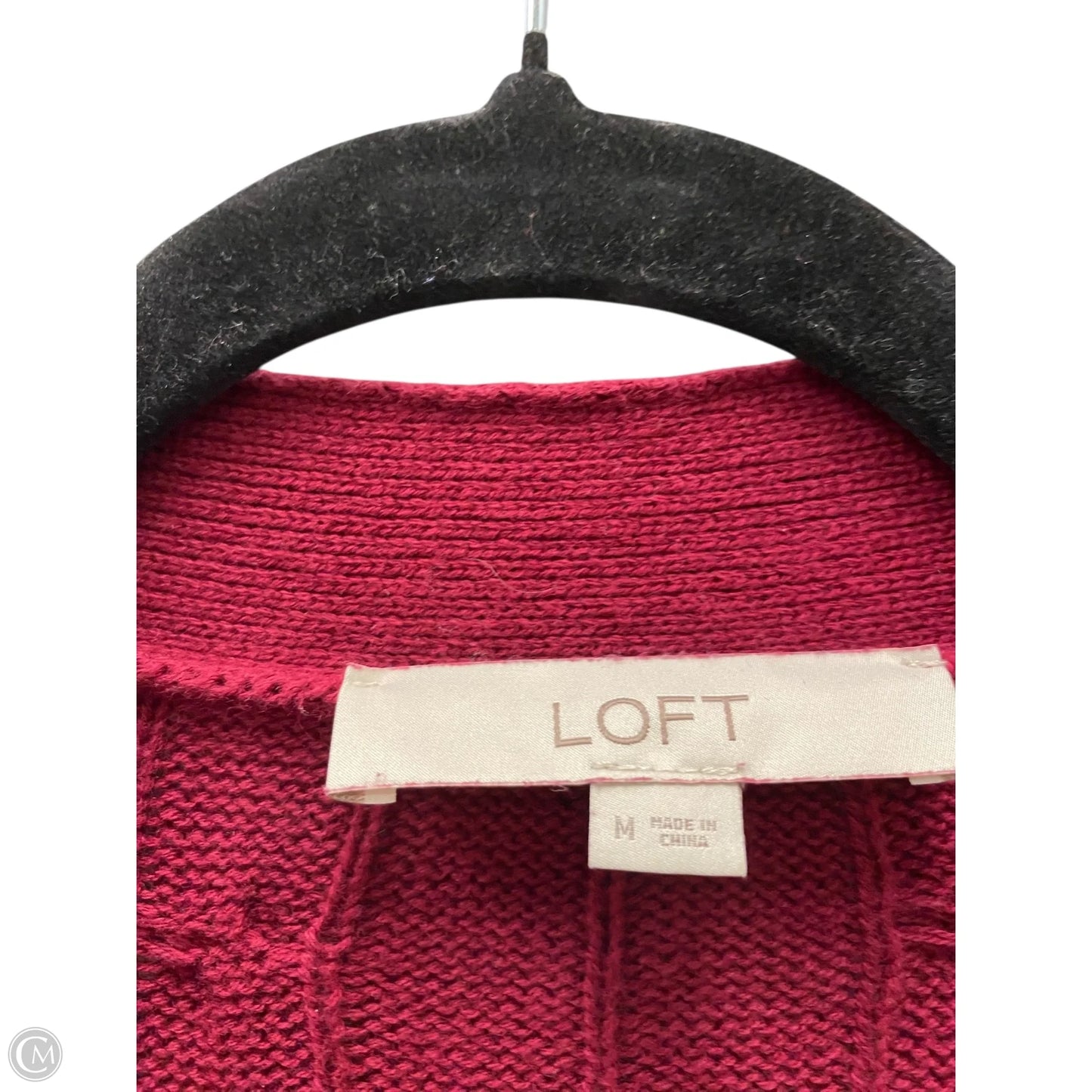 Sweater Cardigan By Loft In Maroon, Size: M