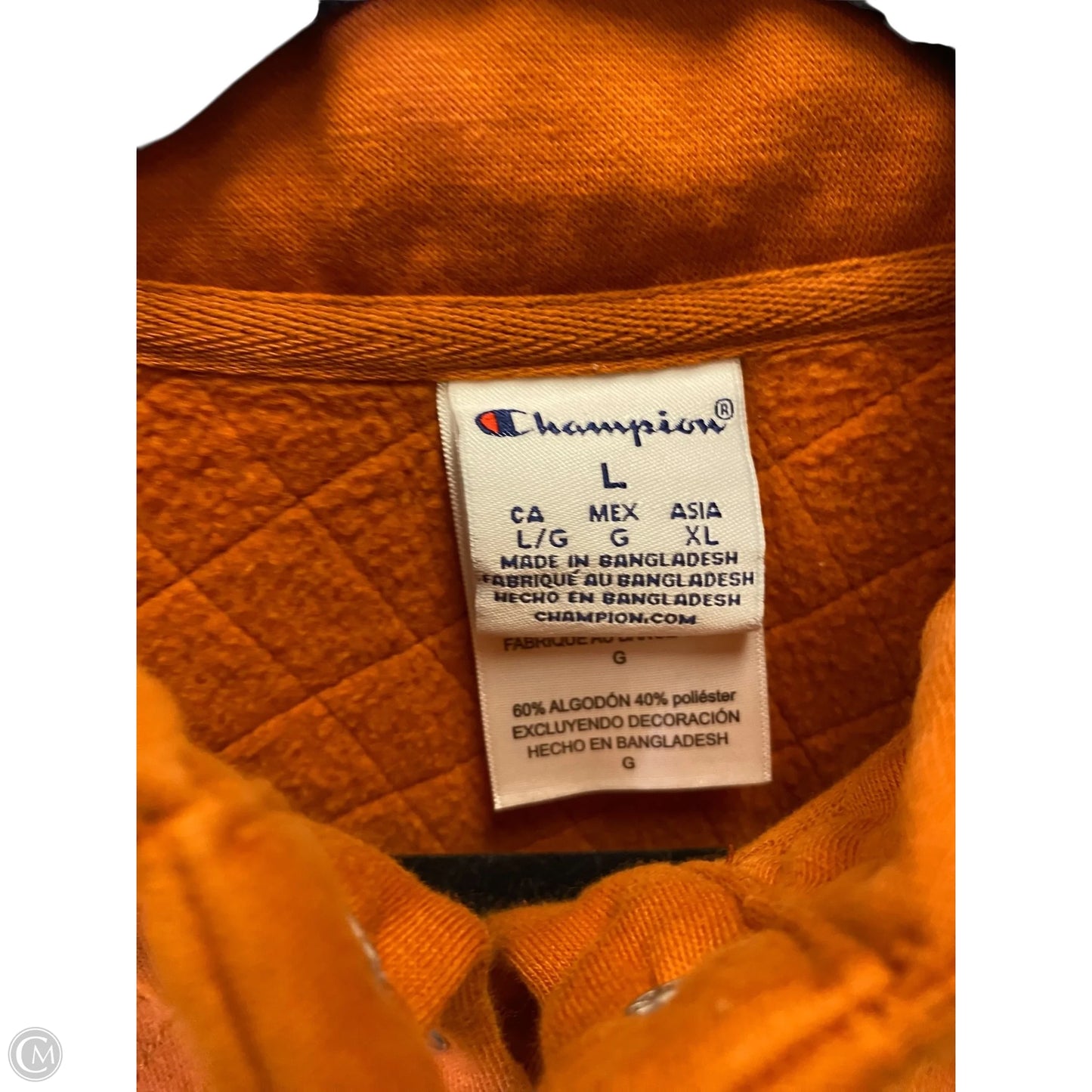 Sweatshirt Collar By Champion In Orange, Size: L