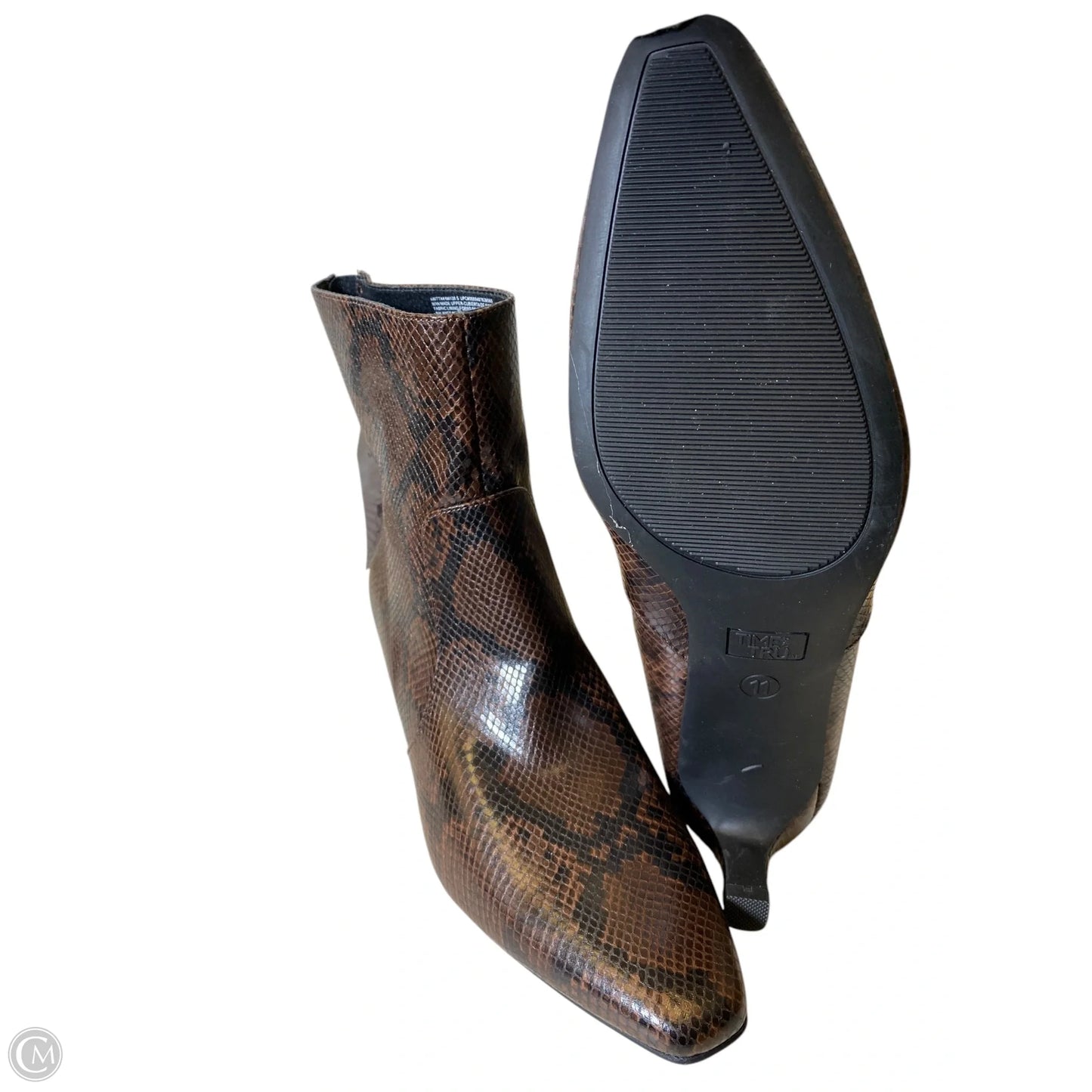 Boots Ankle Heels By Time And Tru In Animal Print, Size: 11