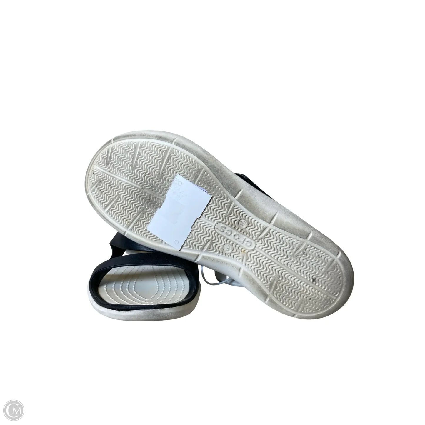 Sandals Flats By Crocs In Black & White, Size: 10