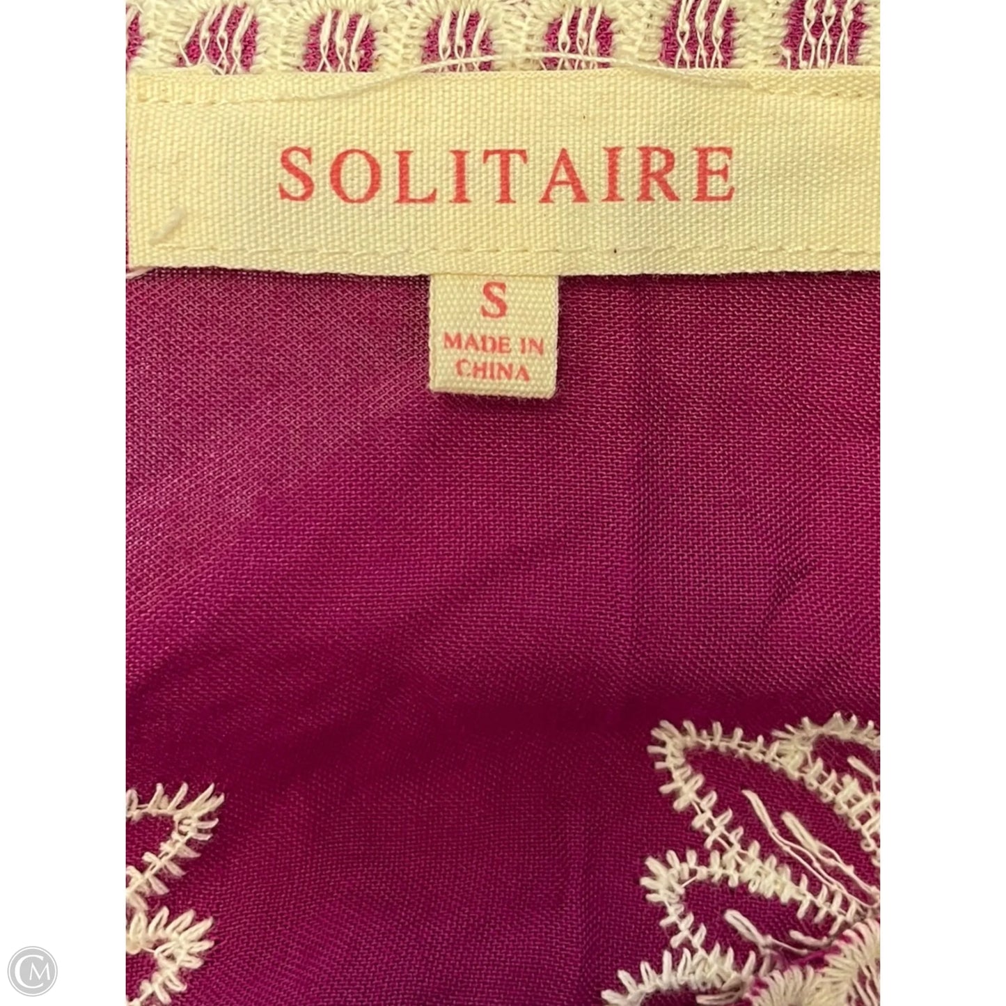 Top Long Sleeve By Solitaire In Purple & White, Size: S