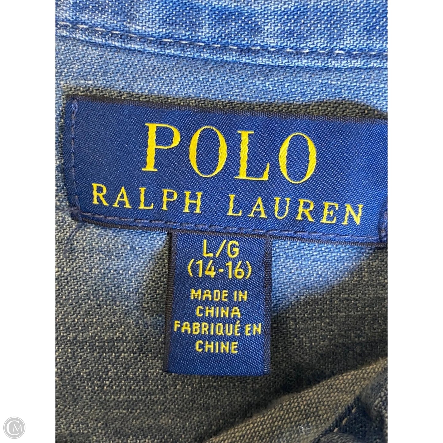 Top Long Sleeve By Polo Ralph Lauren In Blue Denim, Size: S
