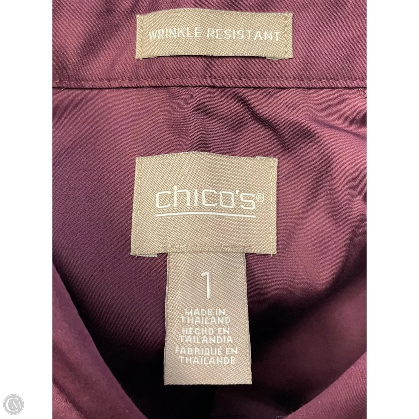 Top Long Sleeve By Chicos In Maroon, Size: M