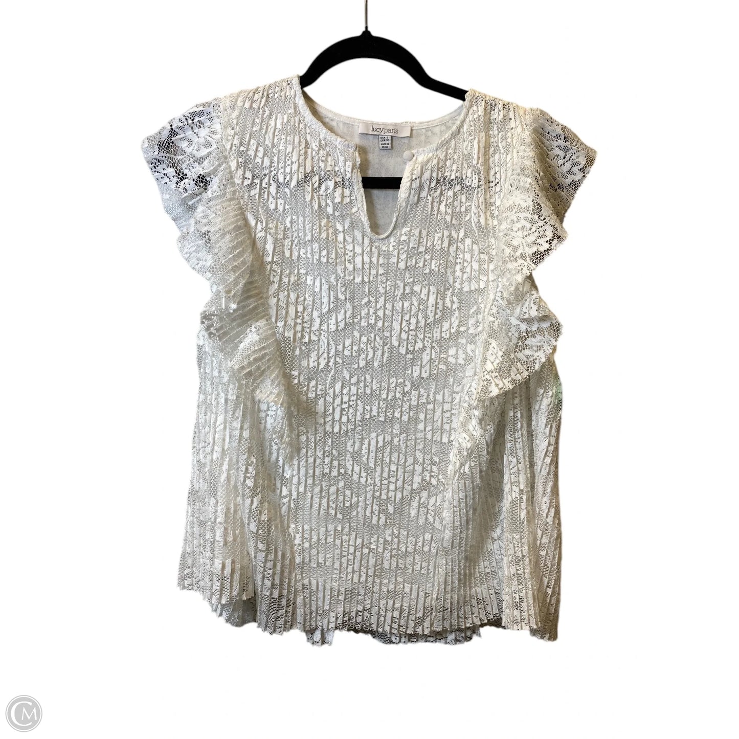 Top Short Sleeve By Lucy Paris In White, Size: S