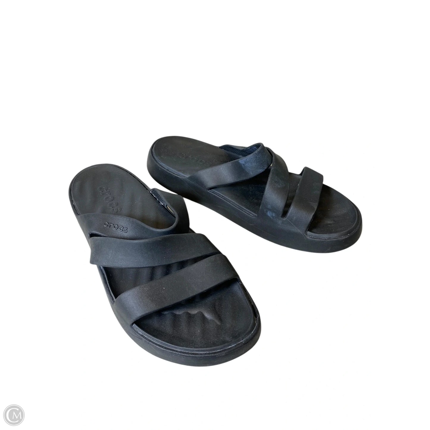 Sandals Flats By Crocs In Black, Size: 11