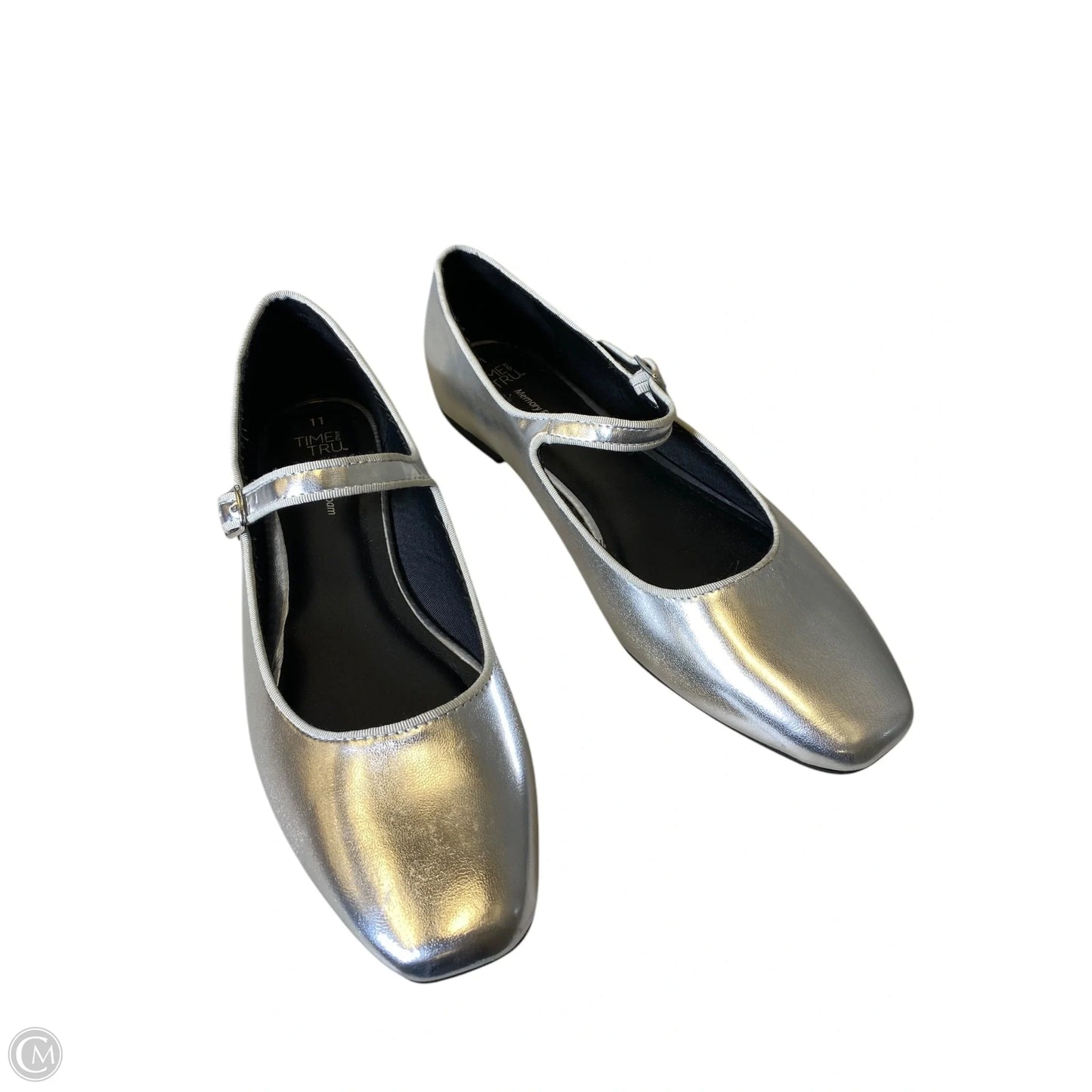 Shoes Flats By Time And Tru In Silver, Size: 11
