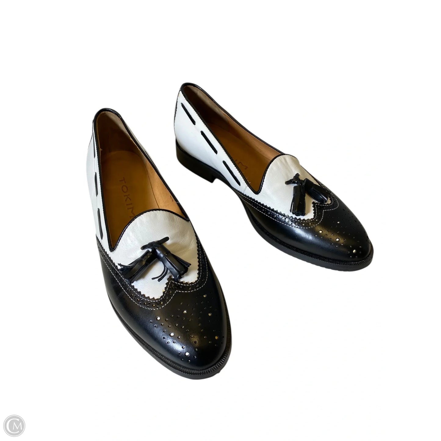 Shoes Flats By Clothes Mentor In Black & White, Size: 9.5