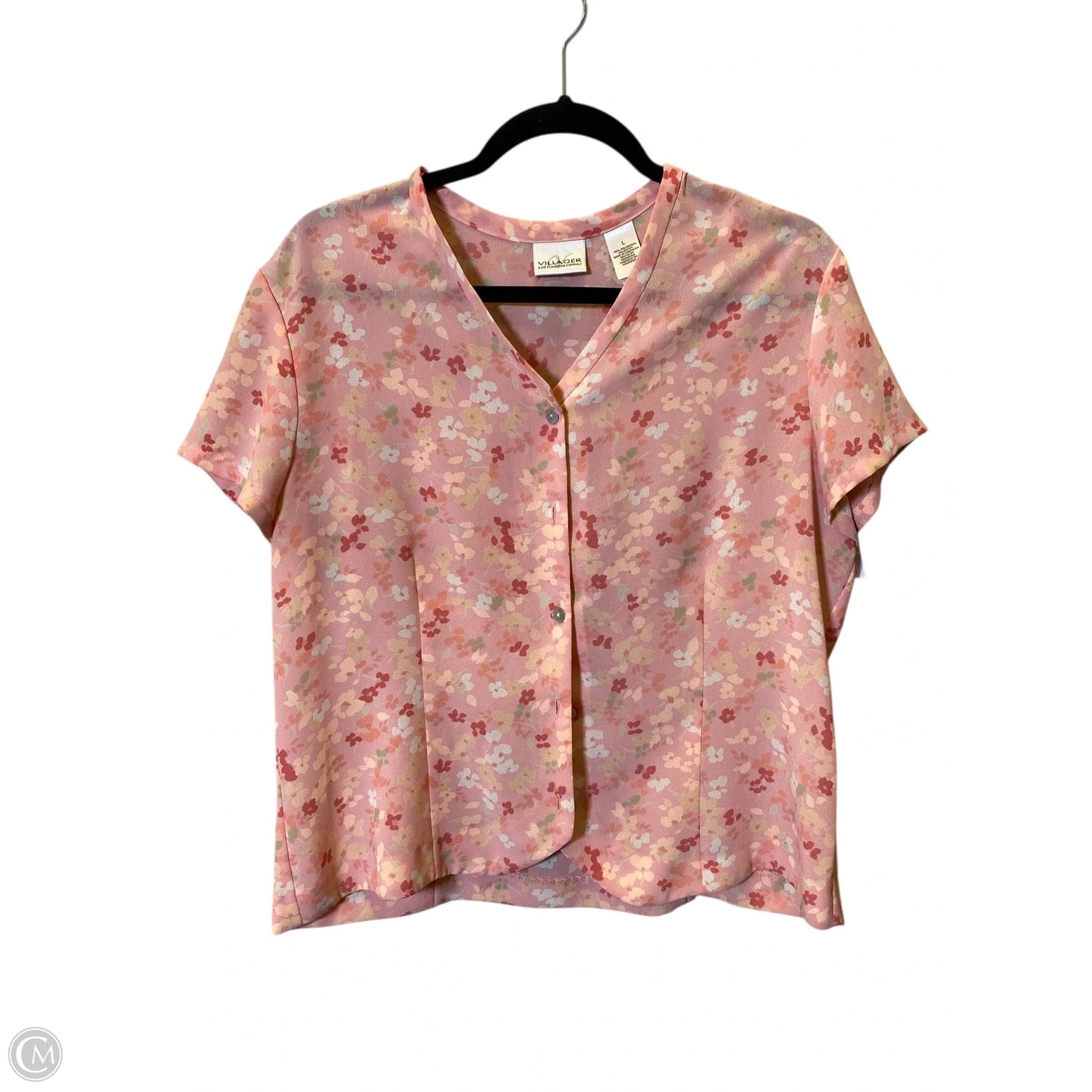Top Short Sleeve By Villager By Liz Claiborne In Floral Print, Size: L