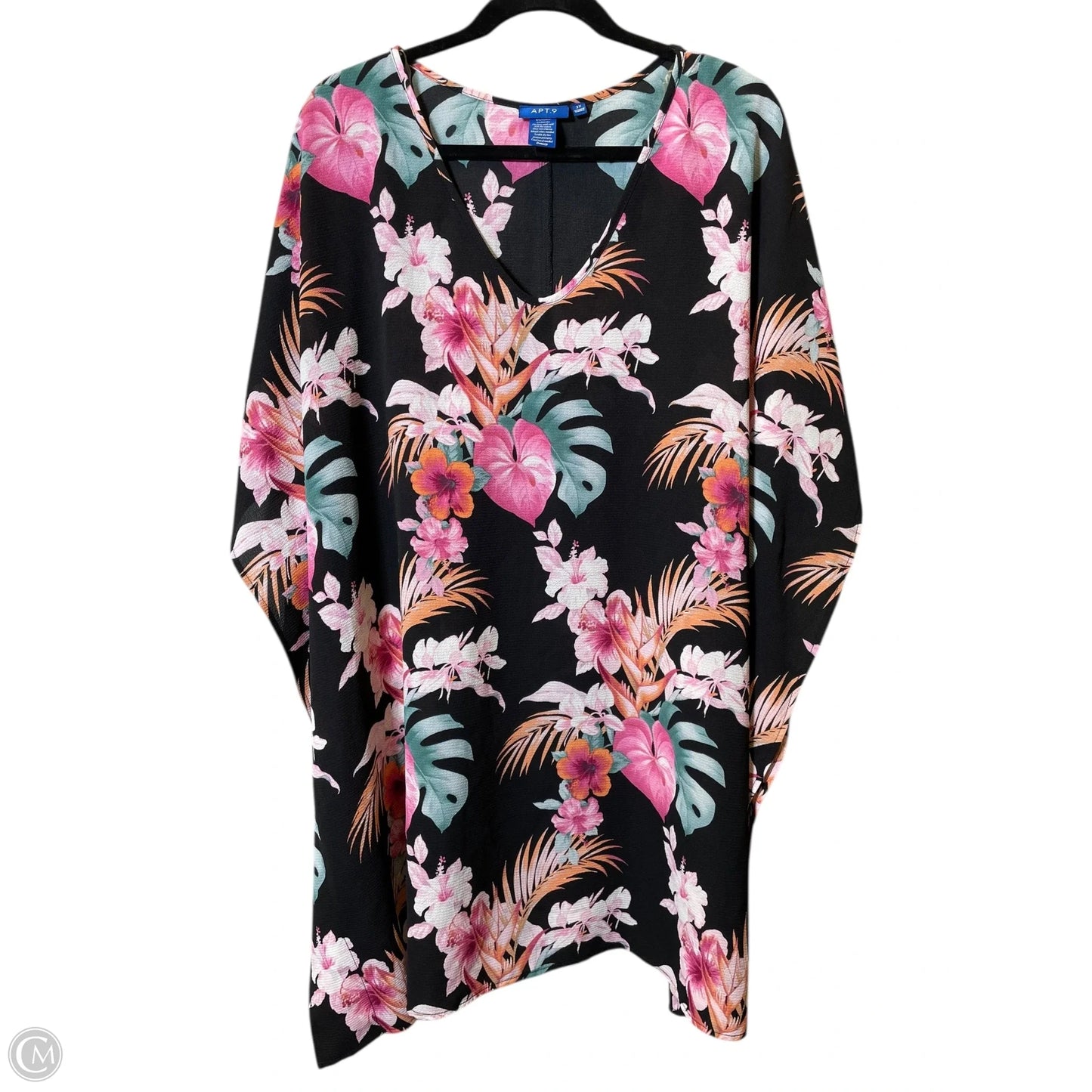 Top Short Sleeve By Apt 9 In Floral Print, Size: 2x