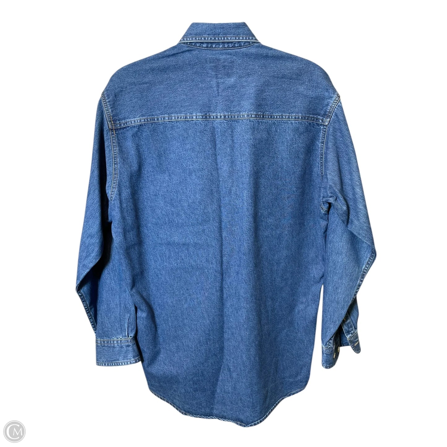 Blouse Long Sleeve By Lee In Blue Denim, Size: S