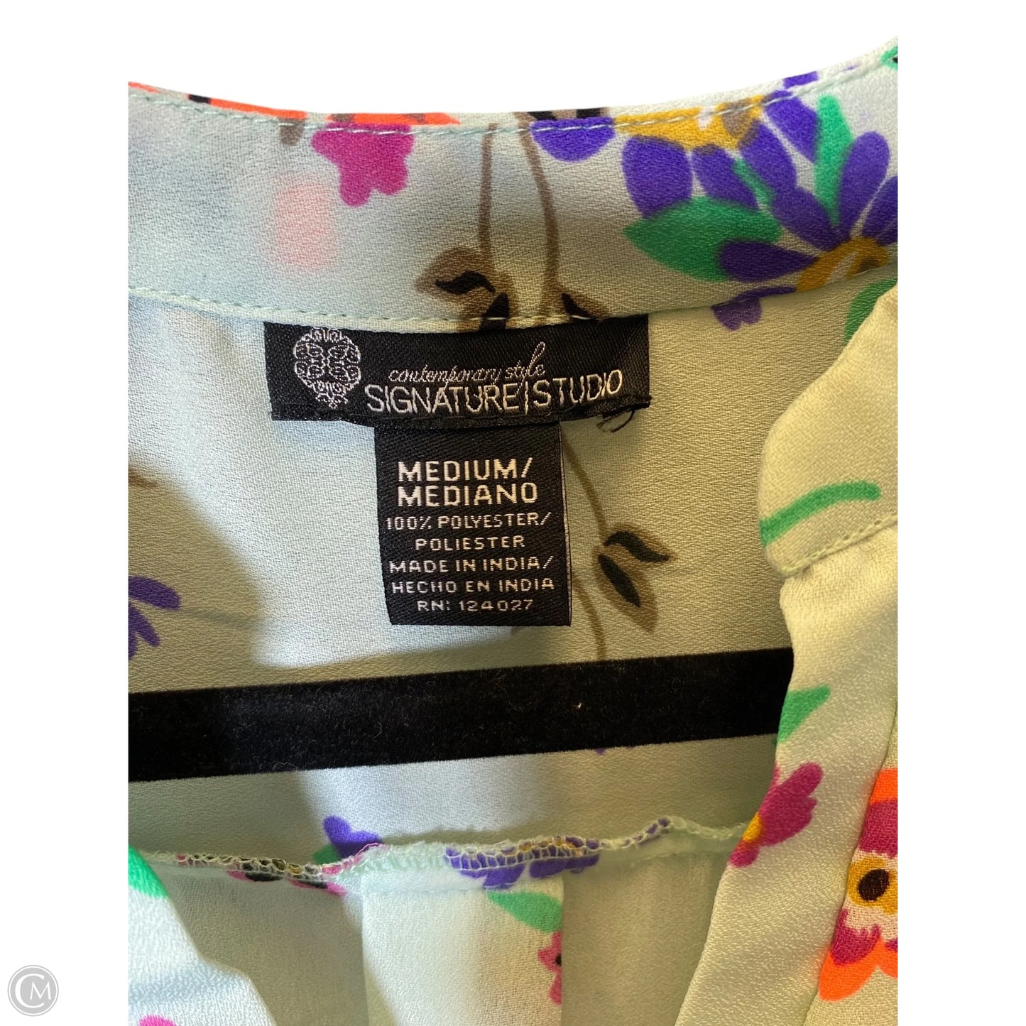 Top 3/4 Sleeve By Signature Studio In Floral Print, Size: M