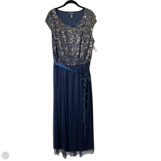 Dress Party Long By Clothes Mentor In Blue & Gold, Size: 2x