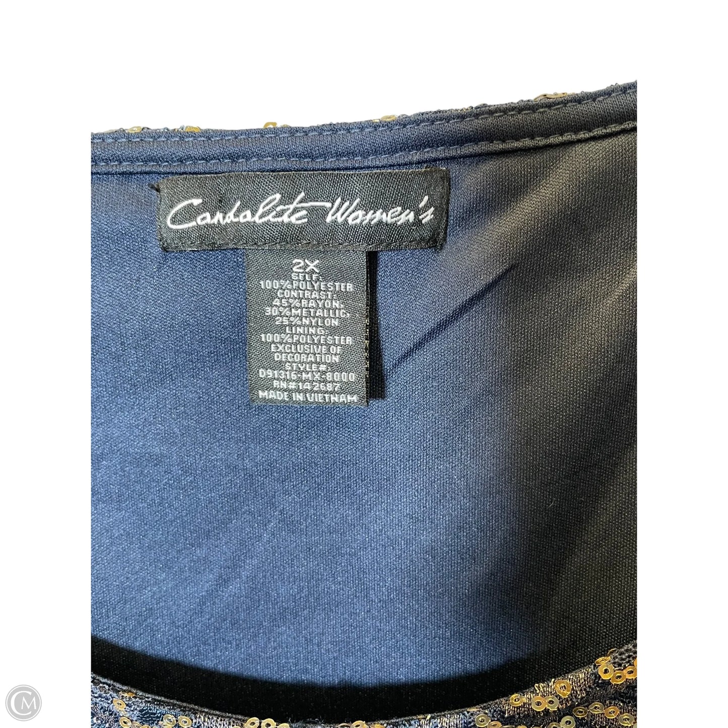 Dress Party Long By Clothes Mentor In Blue & Gold, Size: 2x