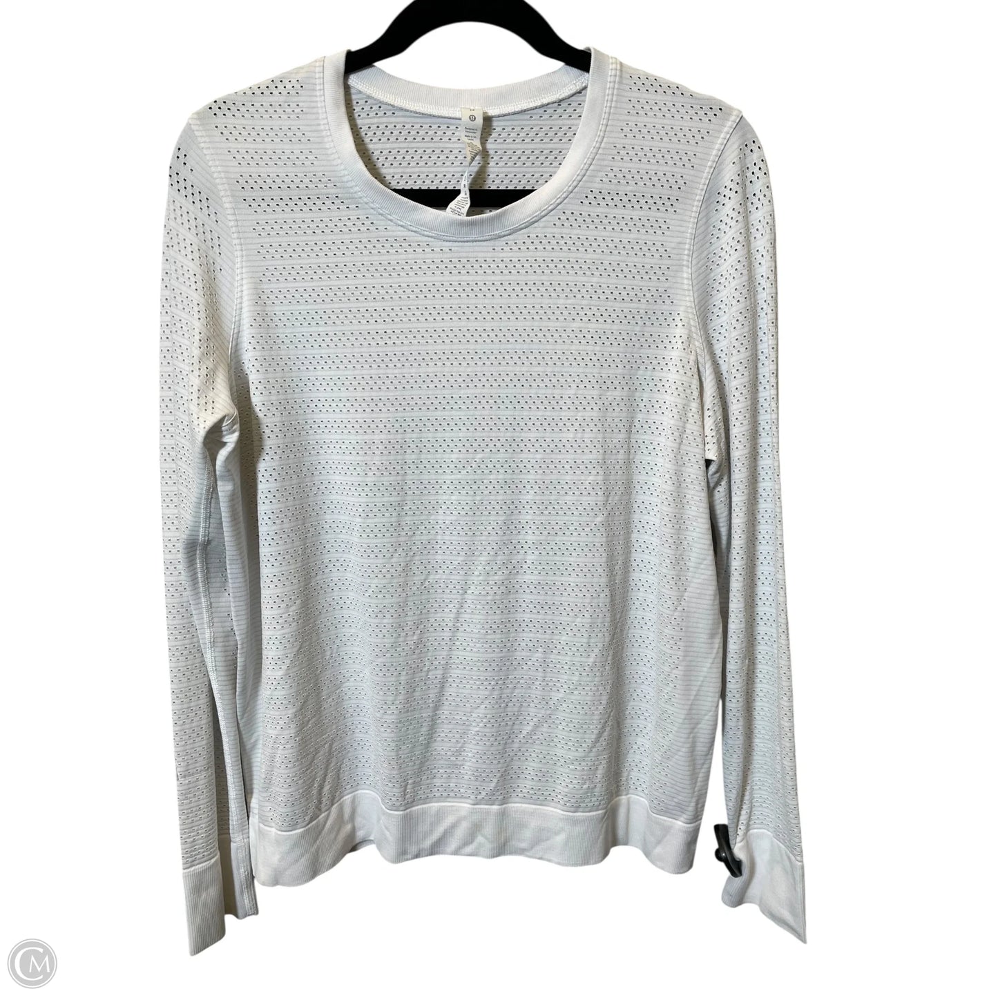 Athletic Top Long Sleeve Collar By Lululemon In White, Size: 12