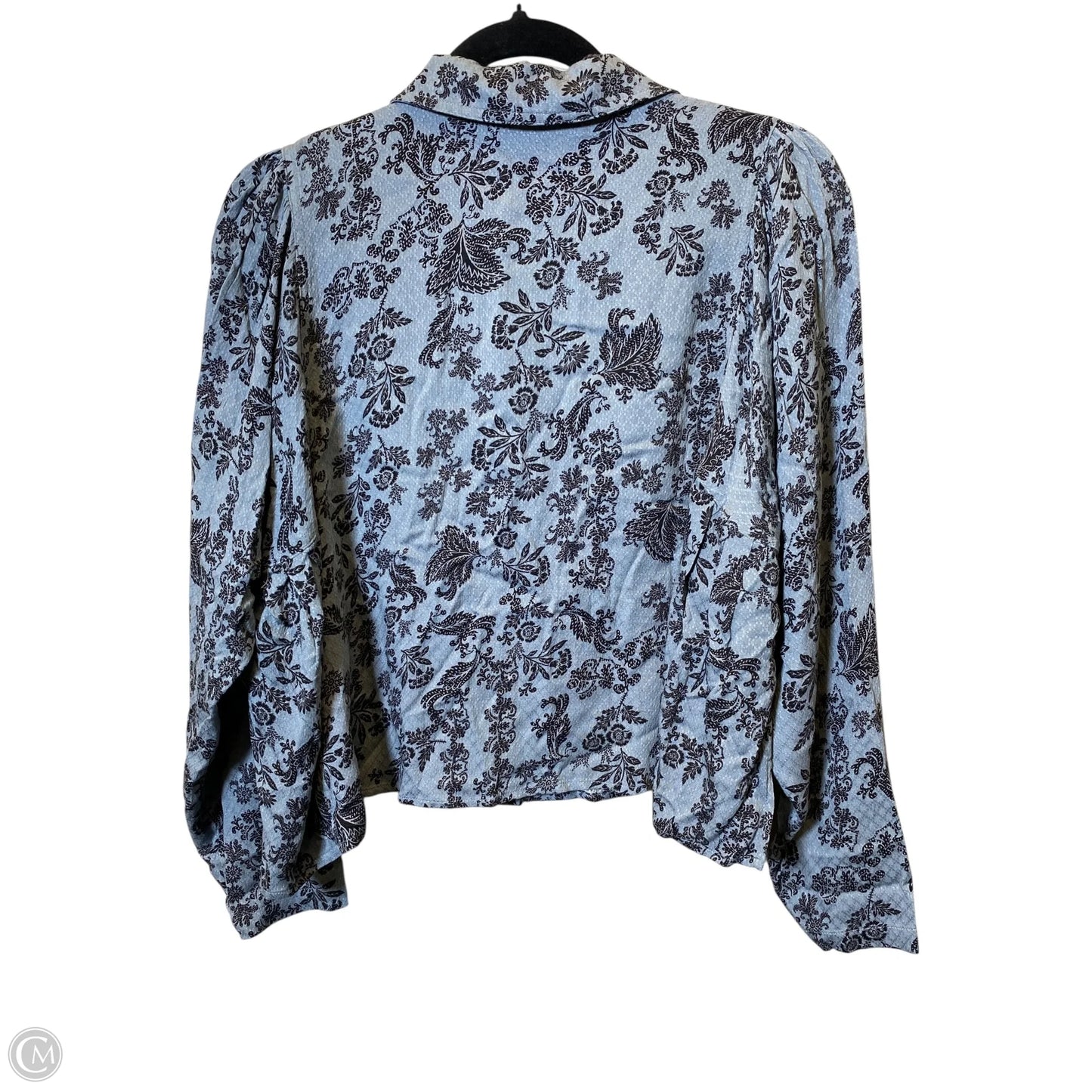 Blouse Long Sleeve By Free People In Black & Blue, Size: Xs
