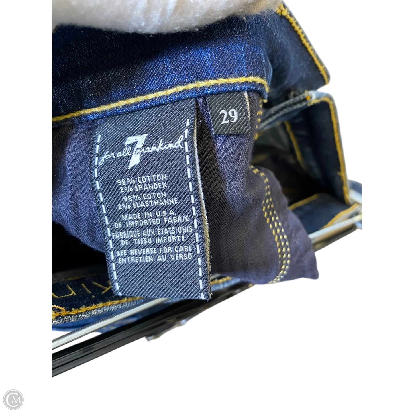 Jeans Skinny By 7 For All Mankind In Blue Denim, Size: 8