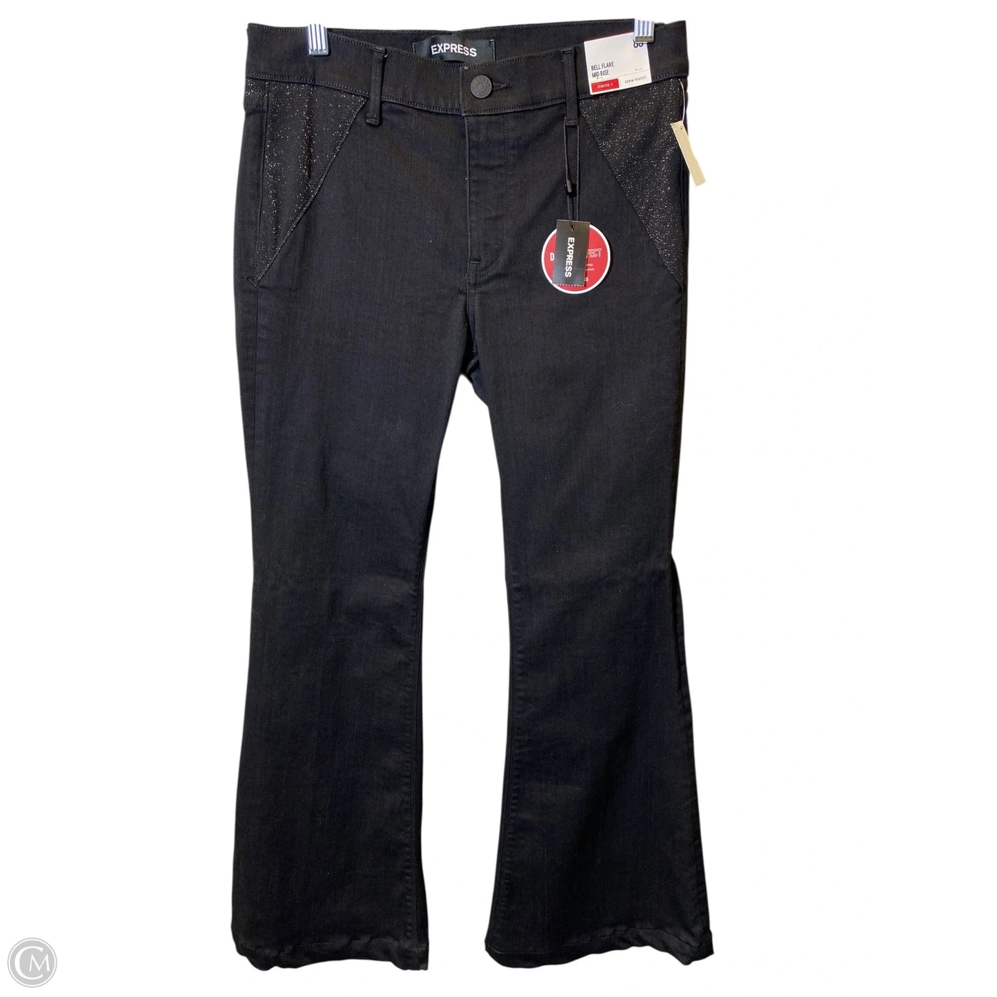 Jeans Flared By Express In Black & Silver, Size: 8