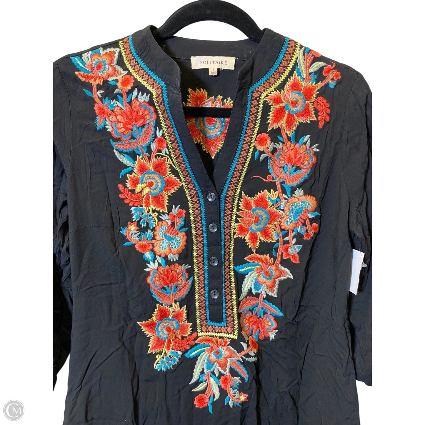 Top Long Sleeve By Solitaire In Multi-colored, Size: S