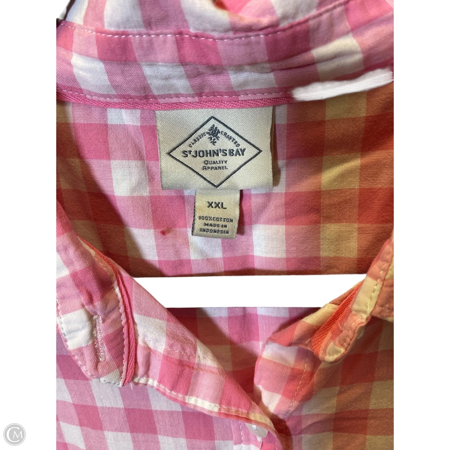 Blouse Short Sleeve By St Johns Bay In Pink & White, Size: Xxl