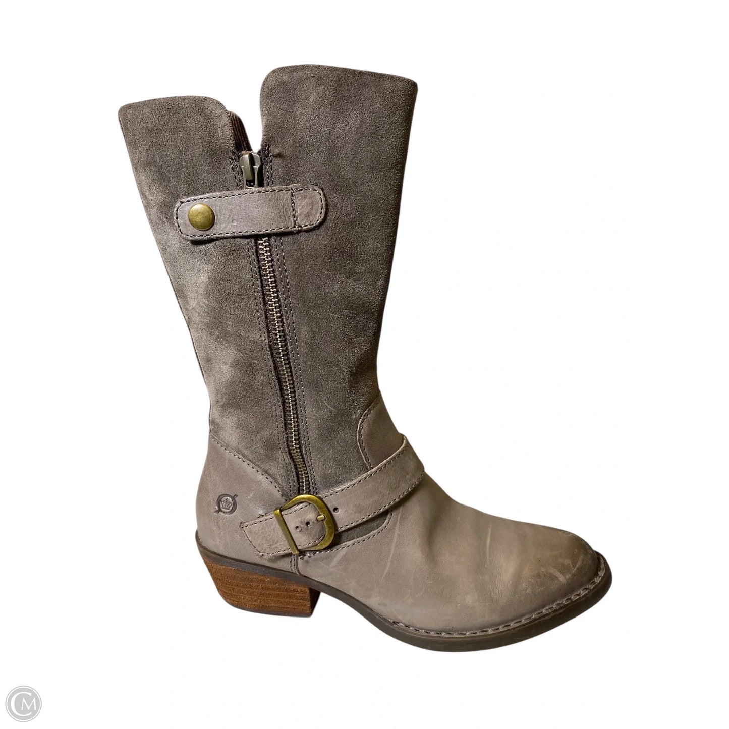 Boots Knee Heels By Born In Grey, Size: 6.5