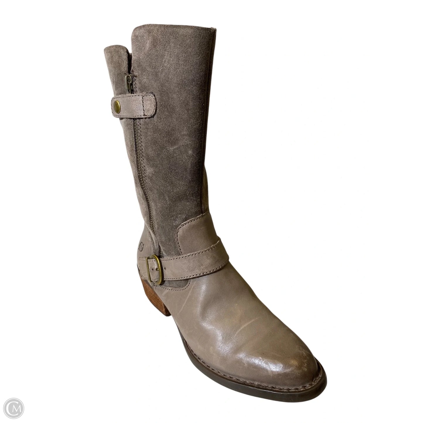 Boots Knee Heels By Born In Grey, Size: 6.5