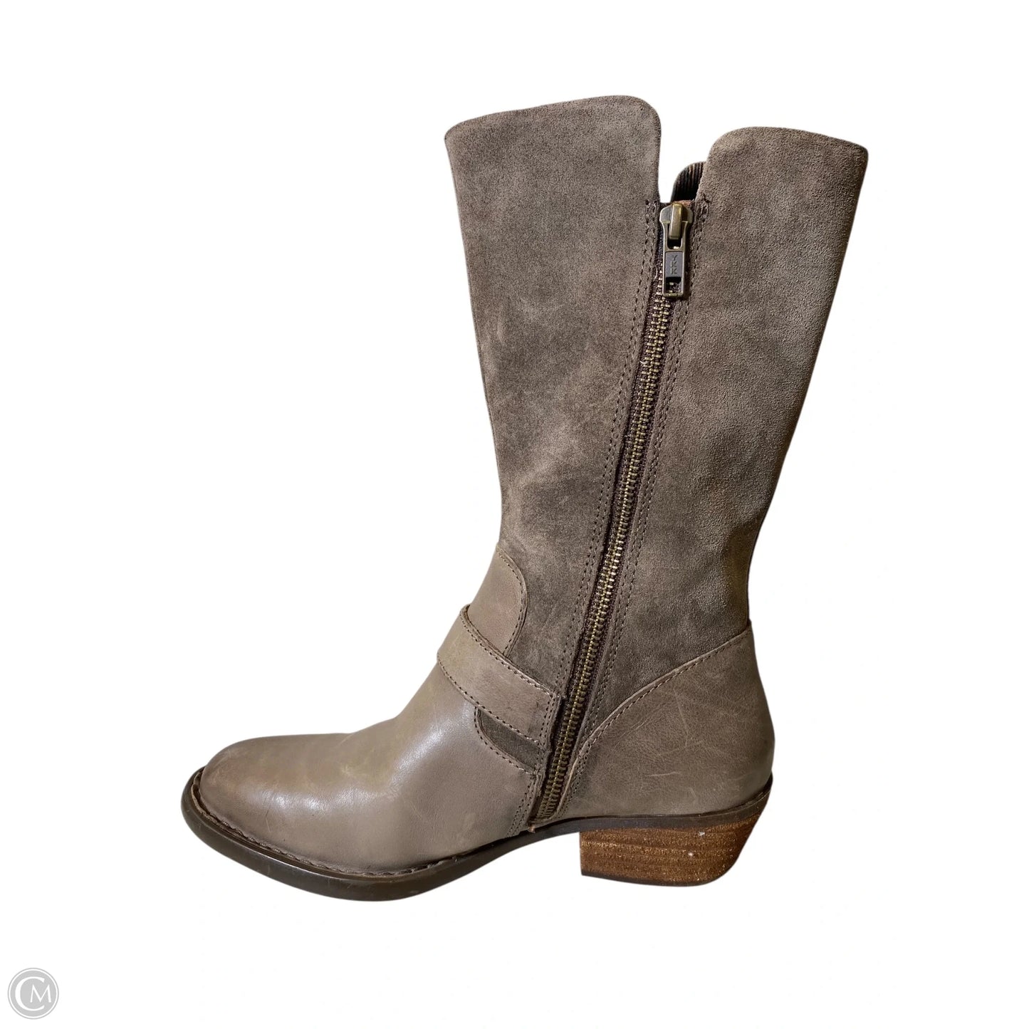 Boots Knee Heels By Born In Grey, Size: 6.5