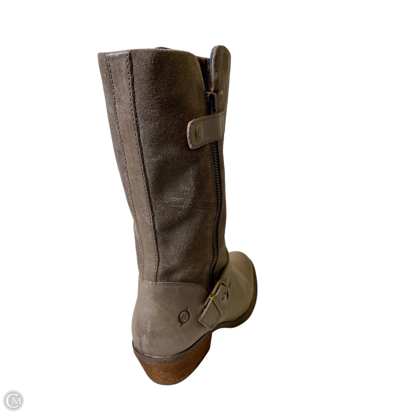 Boots Knee Heels By Born In Grey, Size: 6.5