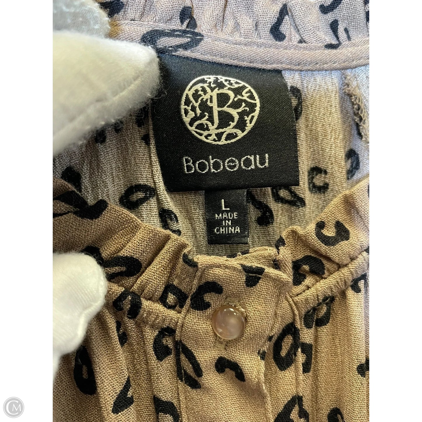 Top Long Sleeve By Bobeau In Animal Print, Size: Large