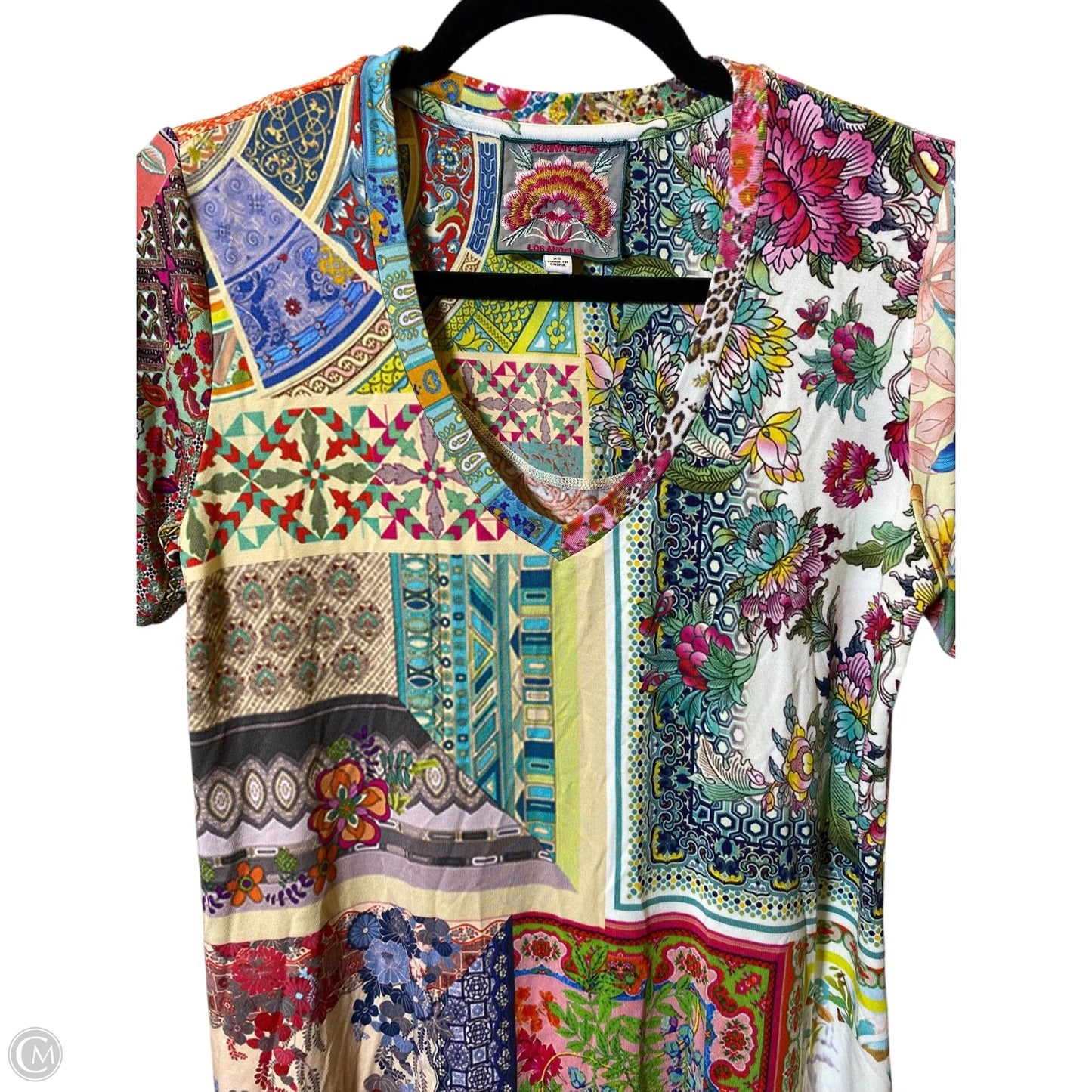 Top Short Sleeve By Johnny Was Designer In Multi-colored, Size: Xs