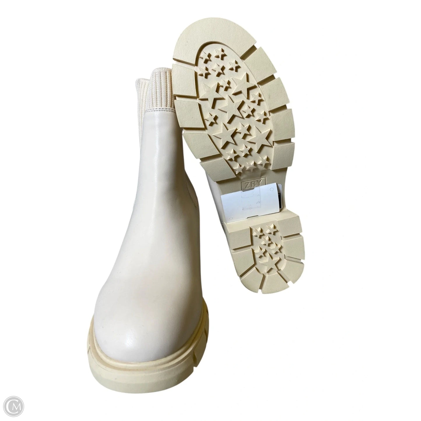 Boots Mid-calf Heels By Clothes Mentor In Cream, Size: 8