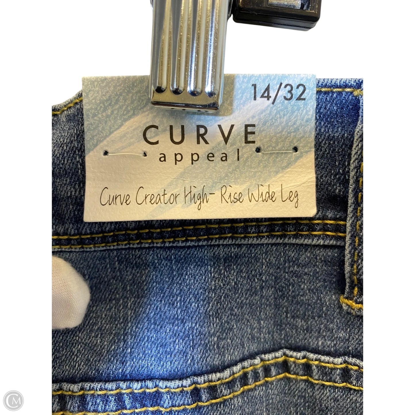 Jeans Wide Leg By Curve Appeal In Blue Denim, Size: 14