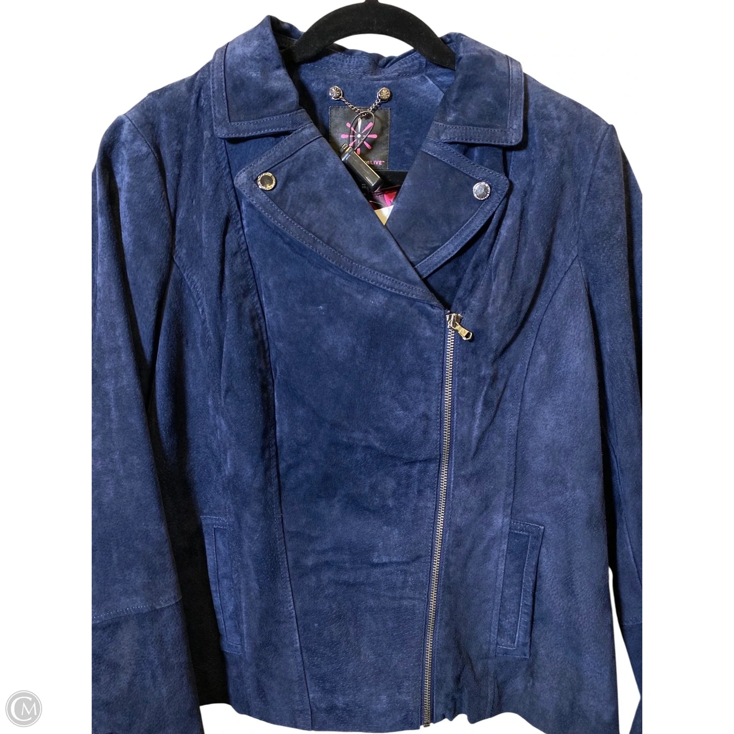 Jacket Moto By Isaac Mizrahi Live Qvc In Navy, Size: 12