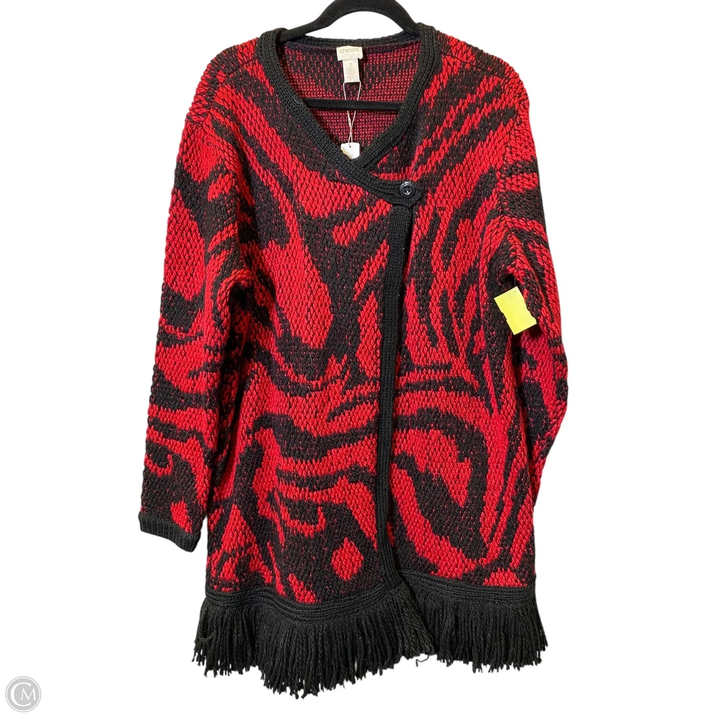 Sweater By Chicos In Black & Red, Size: Xl