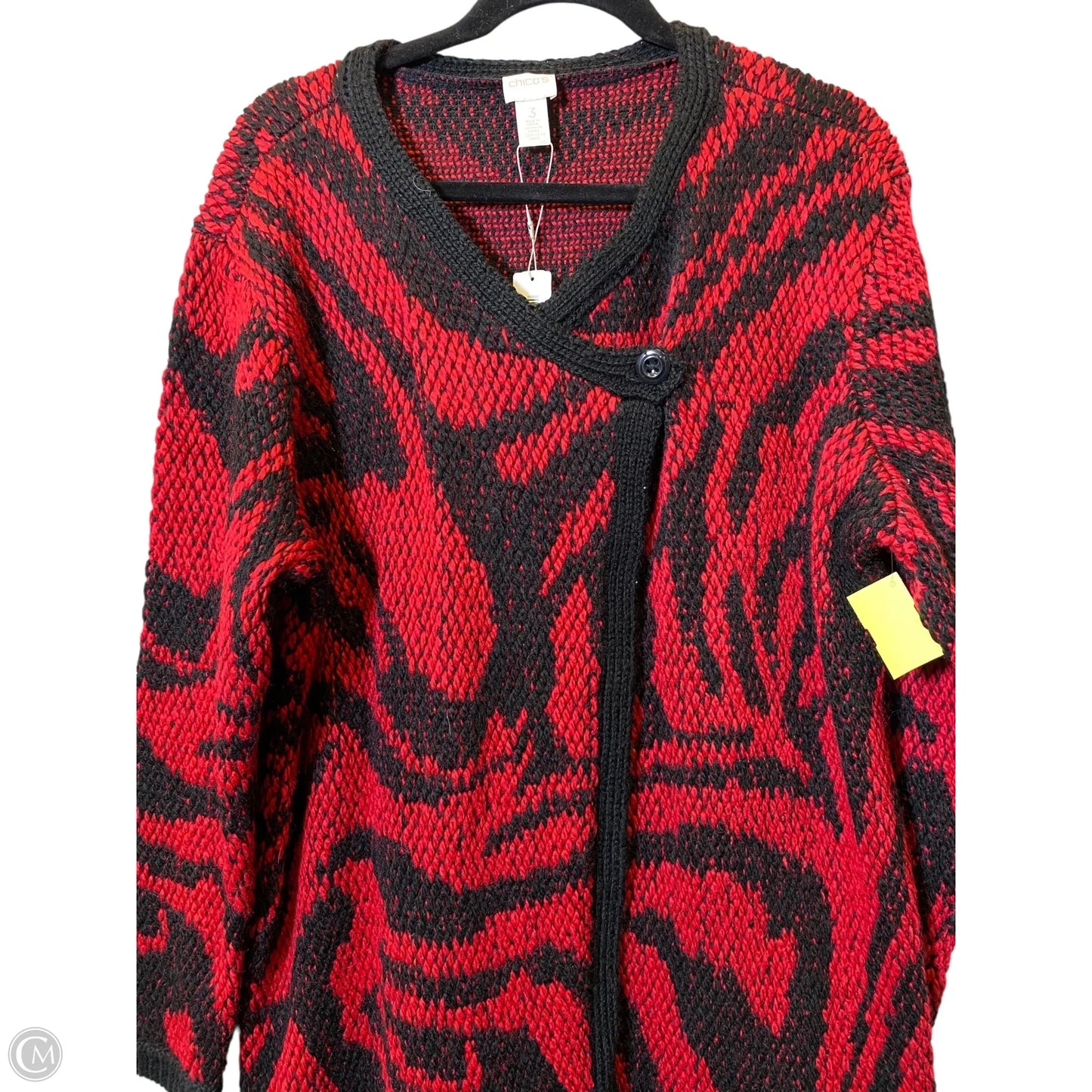 Sweater By Chicos In Black & Red, Size: Xl