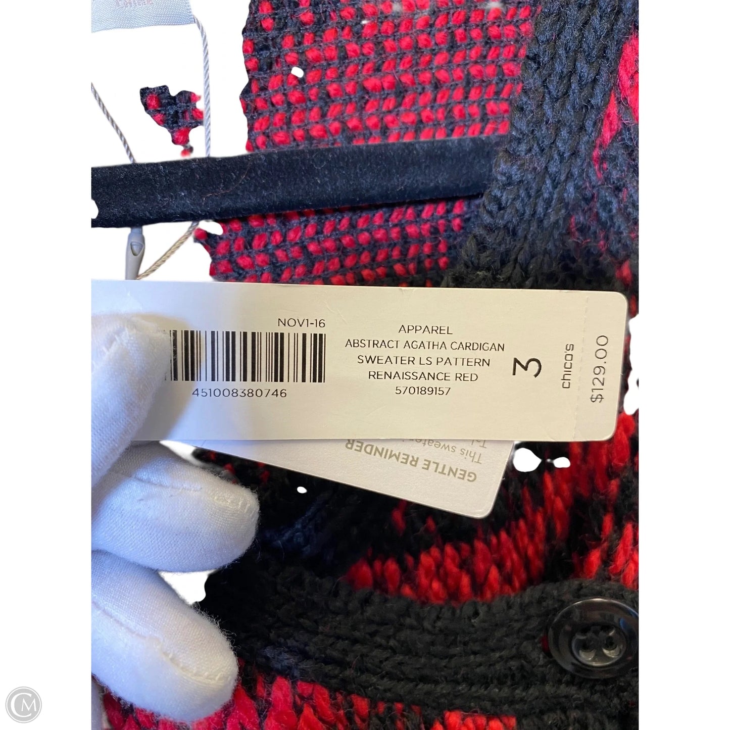 Sweater By Chicos In Black & Red, Size: Xl