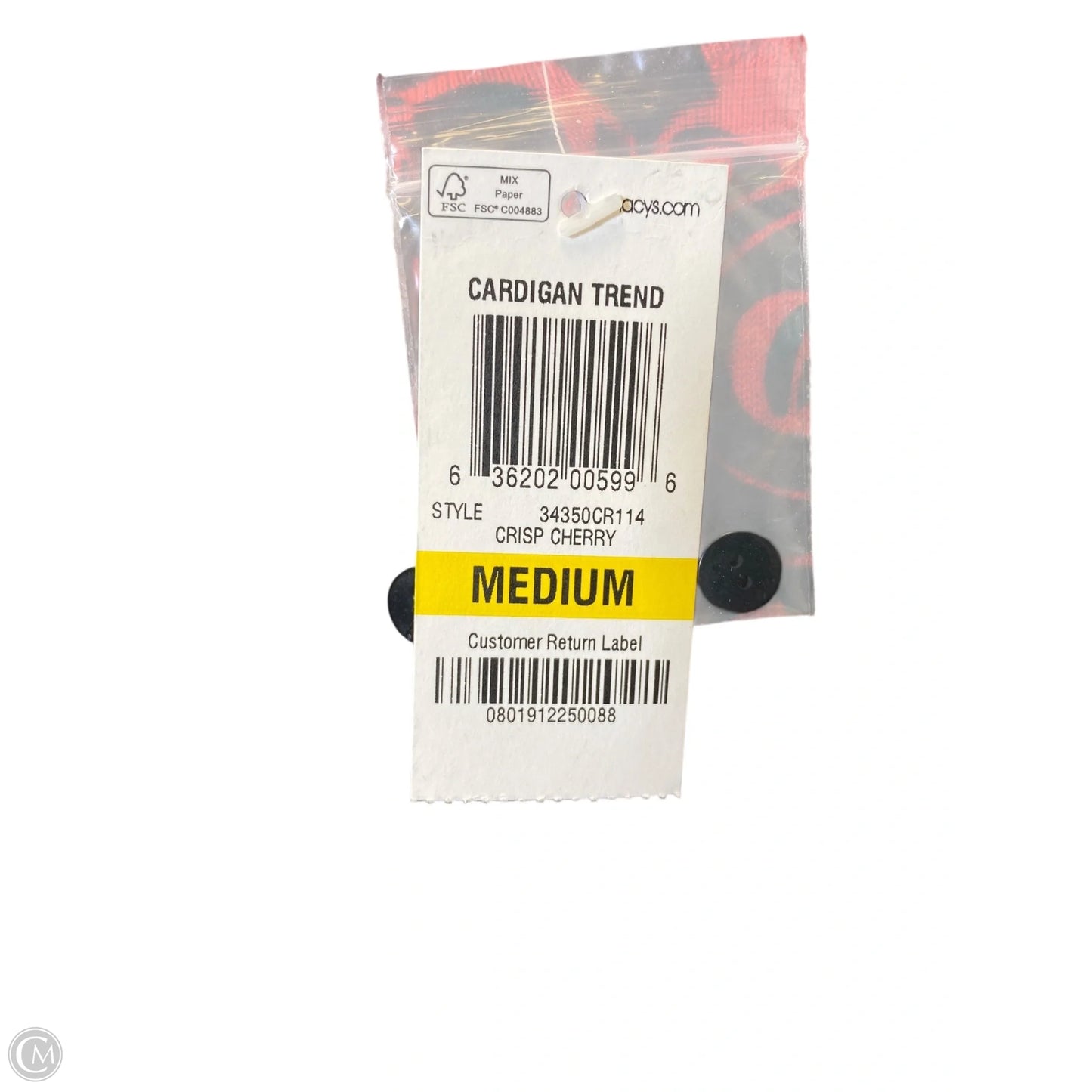 Cardigan By Clothes Mentor In Black & Red, Size: M