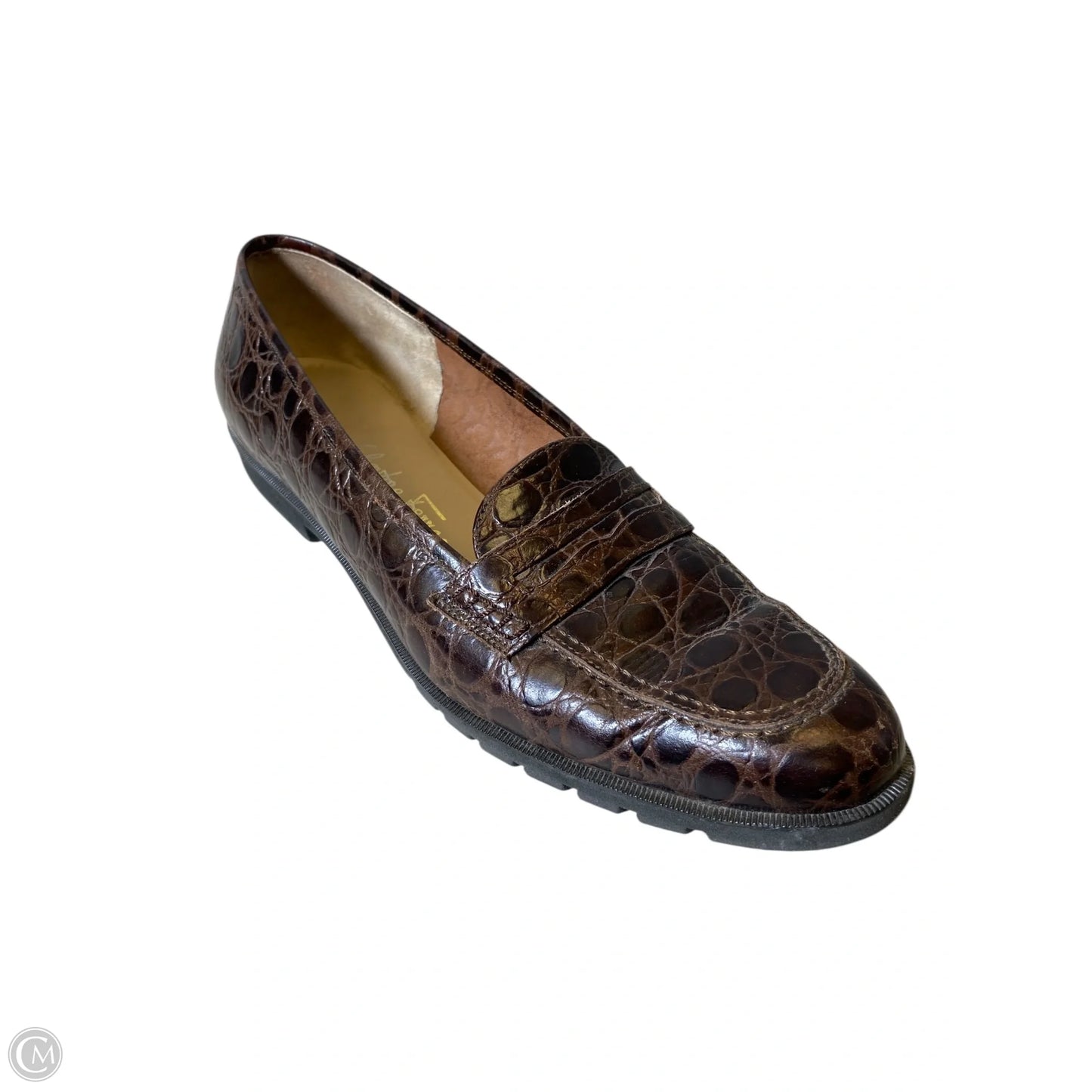 Shoes Luxury Designer By Ferragamo In Brown, Size: 10