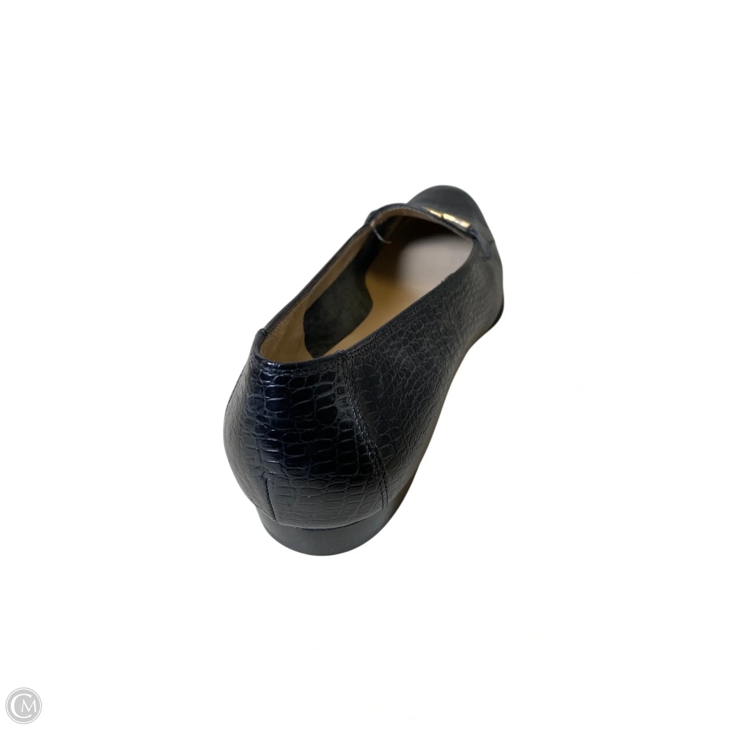 Shoes Luxury Designer By Ferragamo In Black & Gold, Size: 10