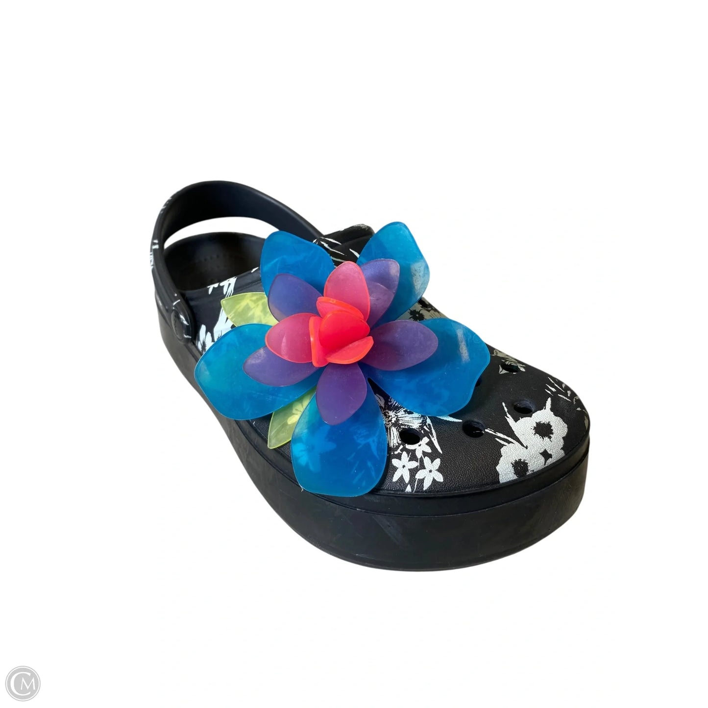 Sandals Heels Platform By Crocs In Multi-colored, Size: 7