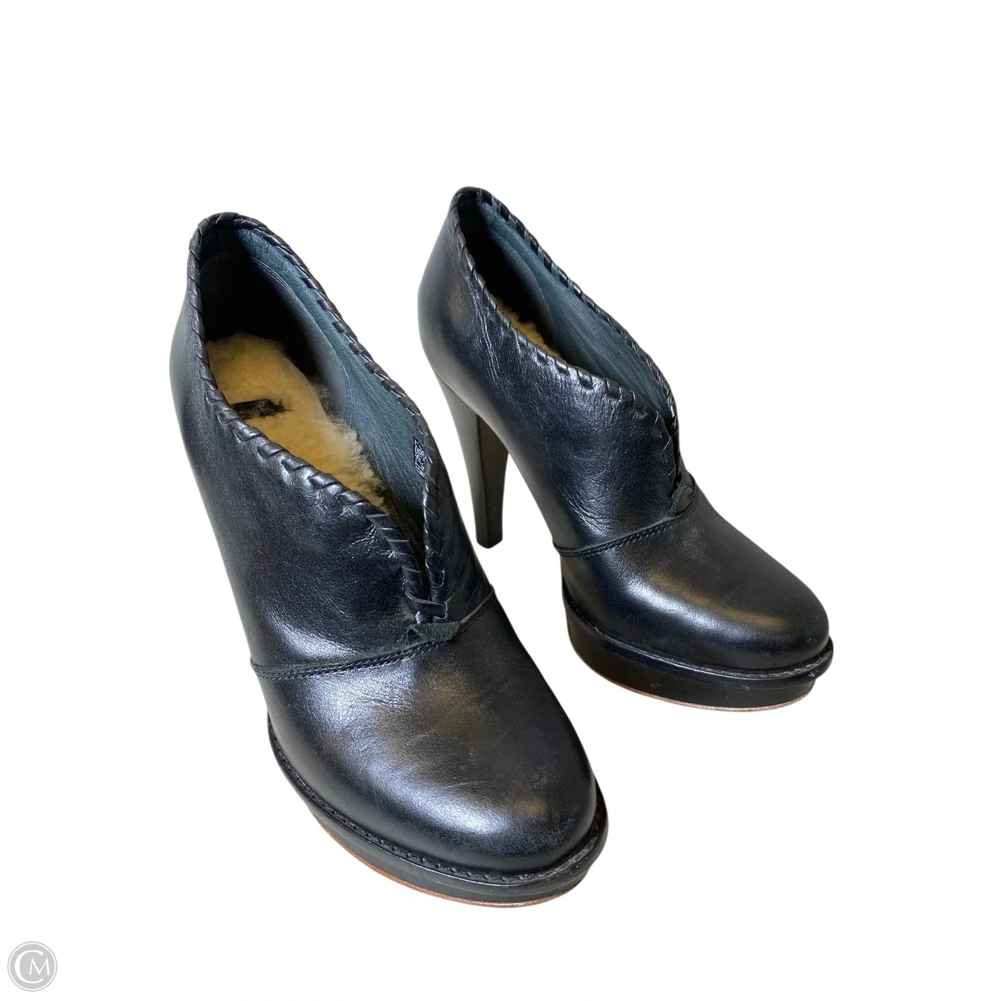 Boots Heels Designer By Ugg In Black, Size: 8.5